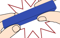 Cartoon of blue KeyController snapped shut