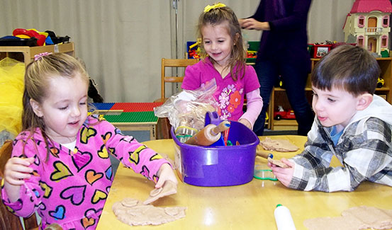 Students prepare dough