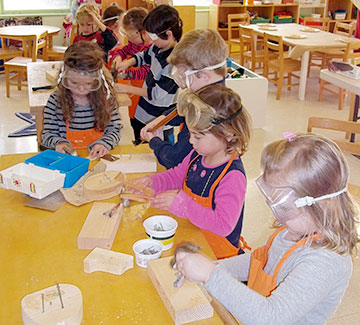 Students do woodwork